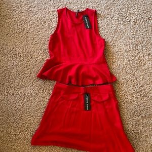 Sunday in Paris peplum red top and skirt set